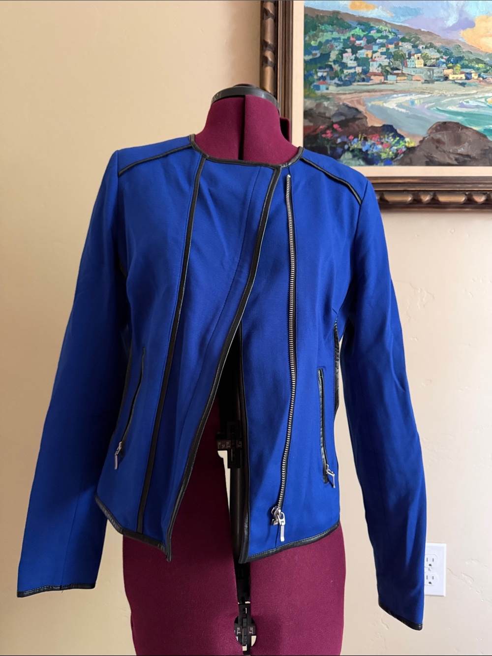 INC International Concepts Royal Blue Zip-Front Bomber Jacket